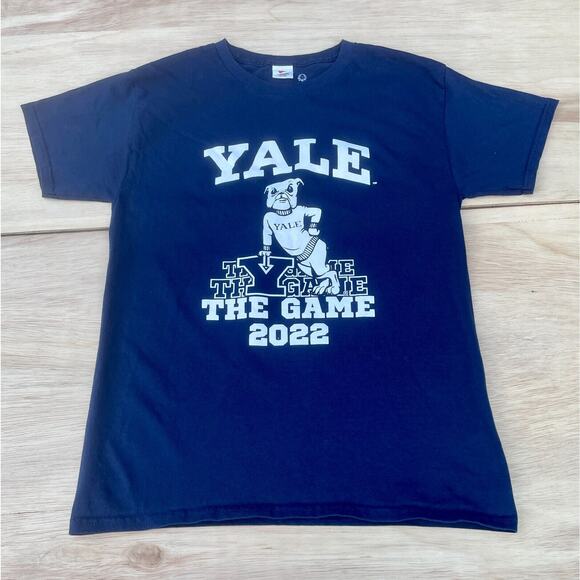 HANES YALE University Bulldog T-Shirt‎ The Game 2022 Short Sleeve Men Blue SZ. S - Picture 1 of 7